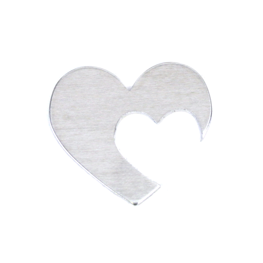 Metal Stamping Blanks Aluminum Hearts with Offset Heart Cutout, 30mm (1.18") x 25mm (.98"), 16g, Pack of 5